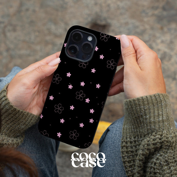 🌸 Midnight Blossom - Siyah Çiçek Desenli Telefon Kılıfı